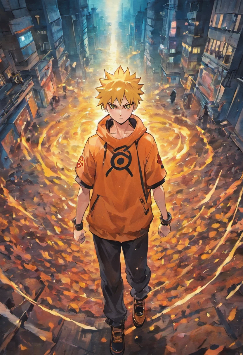 "Create a breathtaking movie poster inspired by Masashi Kishimoto's Naruto, showcasing the legendary Naruto Uzumaki in all his glory."