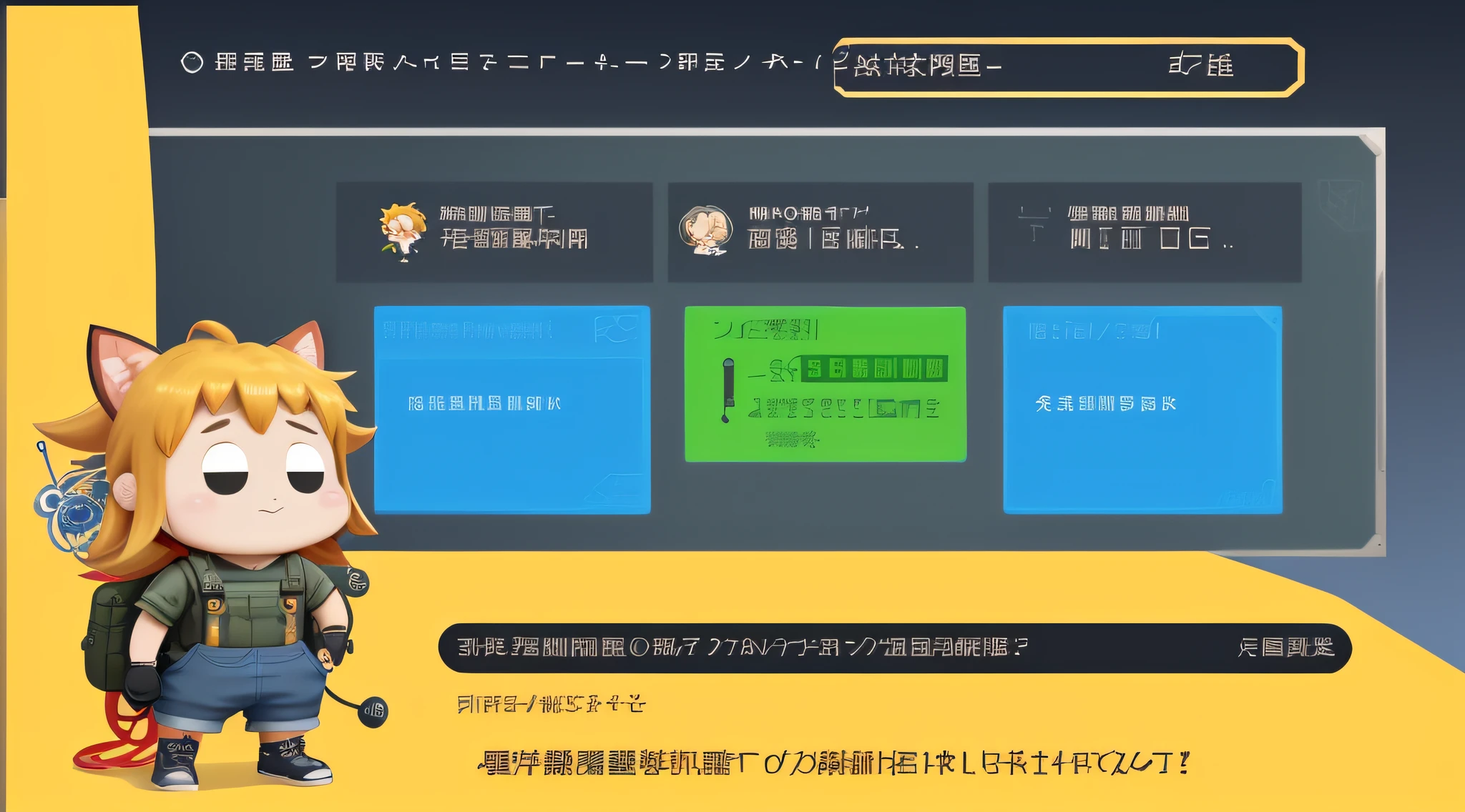 Set the main interface,As shown in the image,There are requirements for backpack buttons,Task button,Rank button,Start button。The overall style is cartoon。Please refer to all the screens of the meta dream star game。