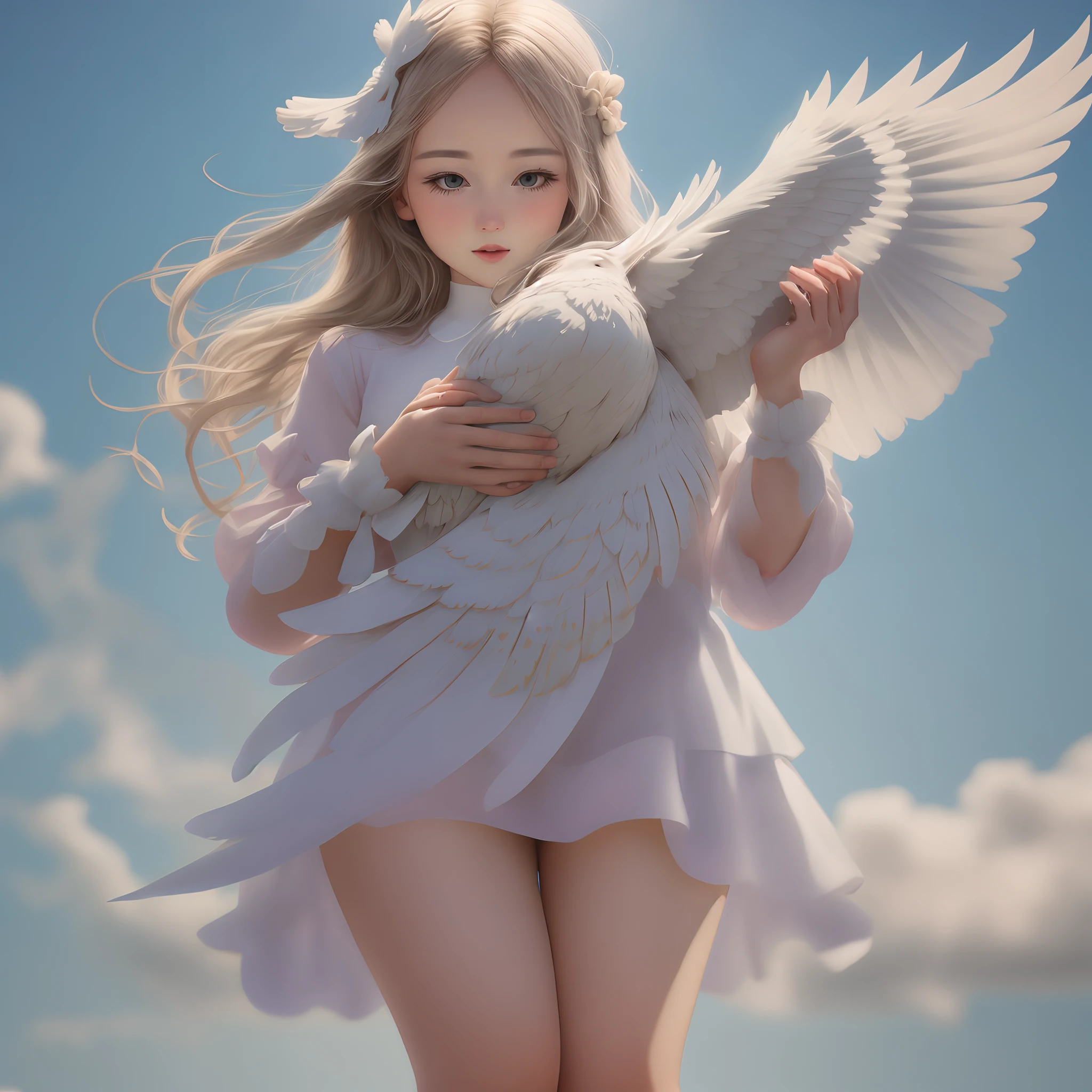 Hands dropping dove