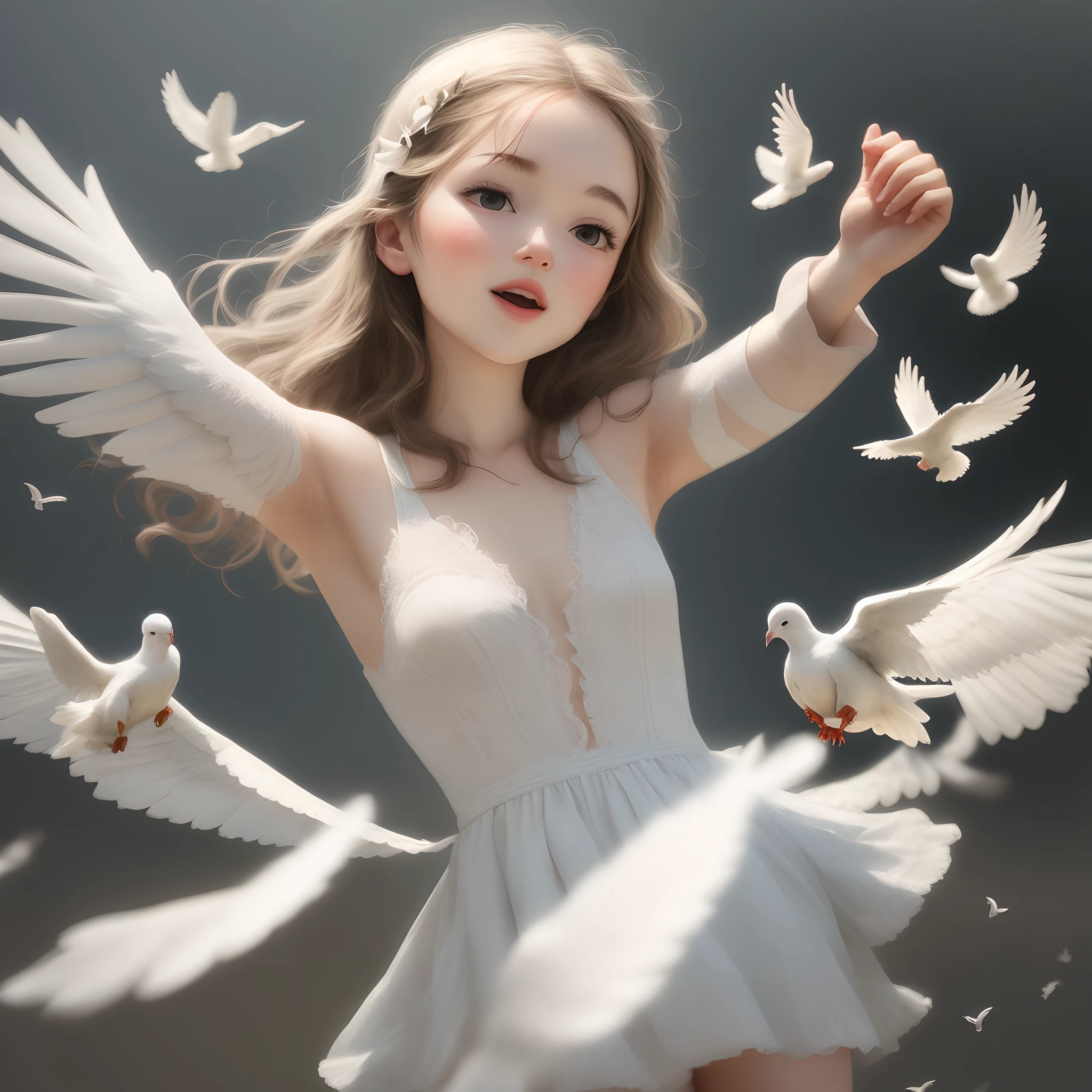 Hands dropping dove