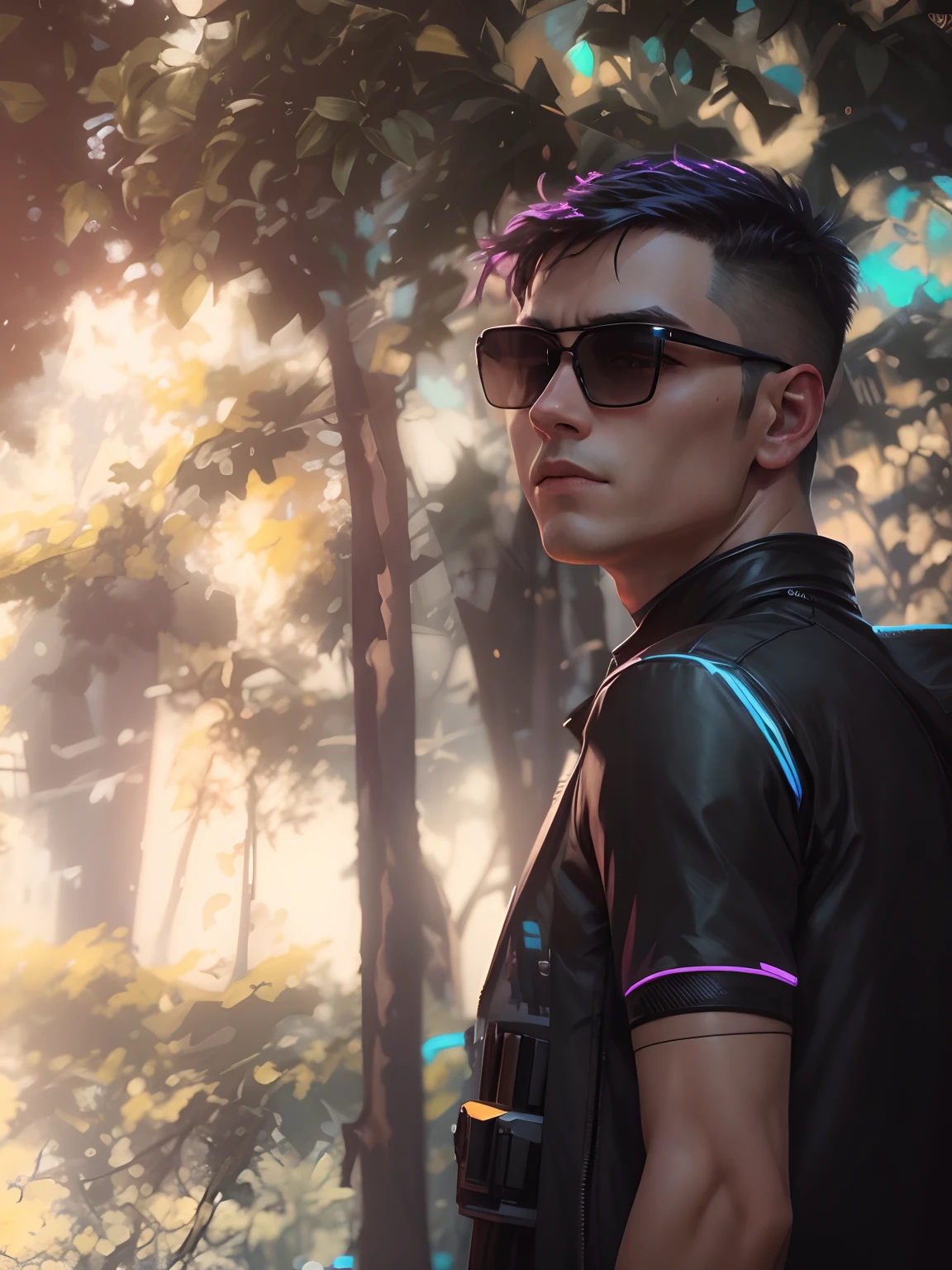 Change background and dress cyberpunk handsome boy, realistic face, 8k, Ultra realistic