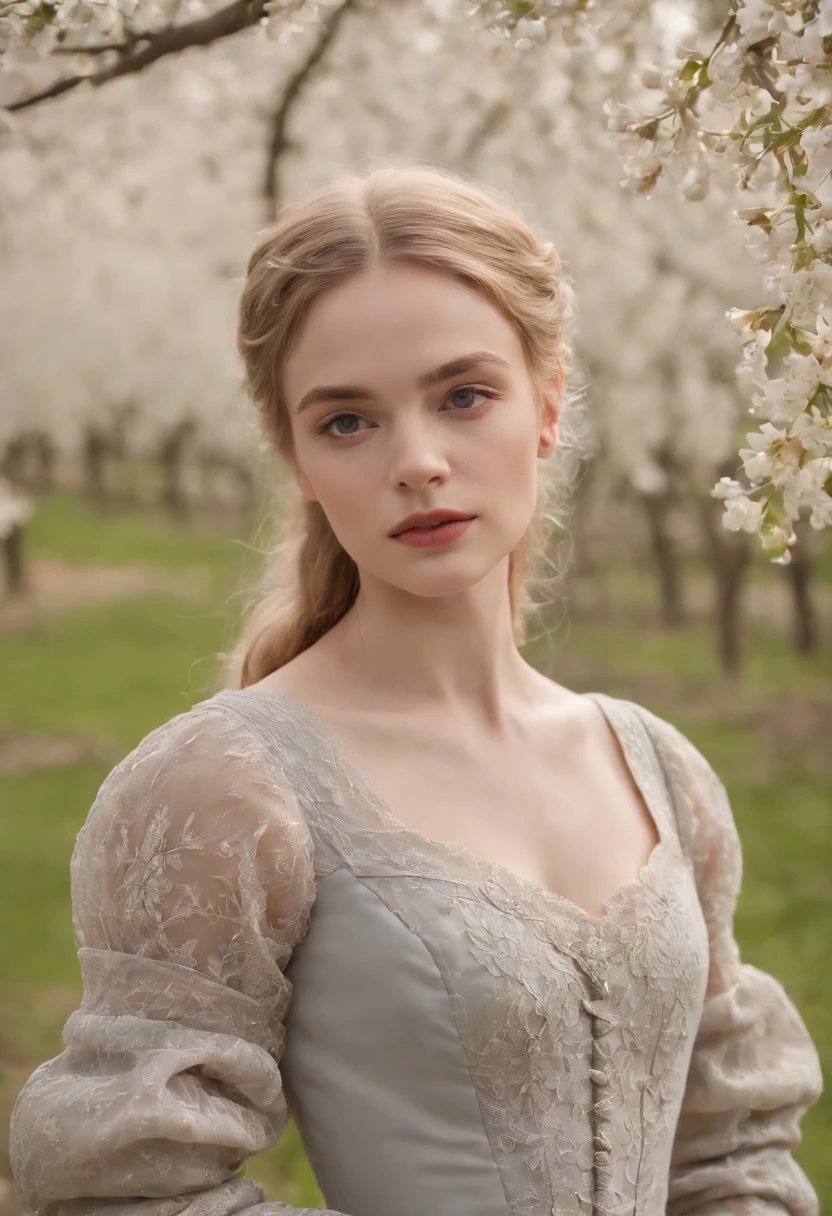 Elizabeth Debicki wearing a flower crown with sexy naked pose with a smile