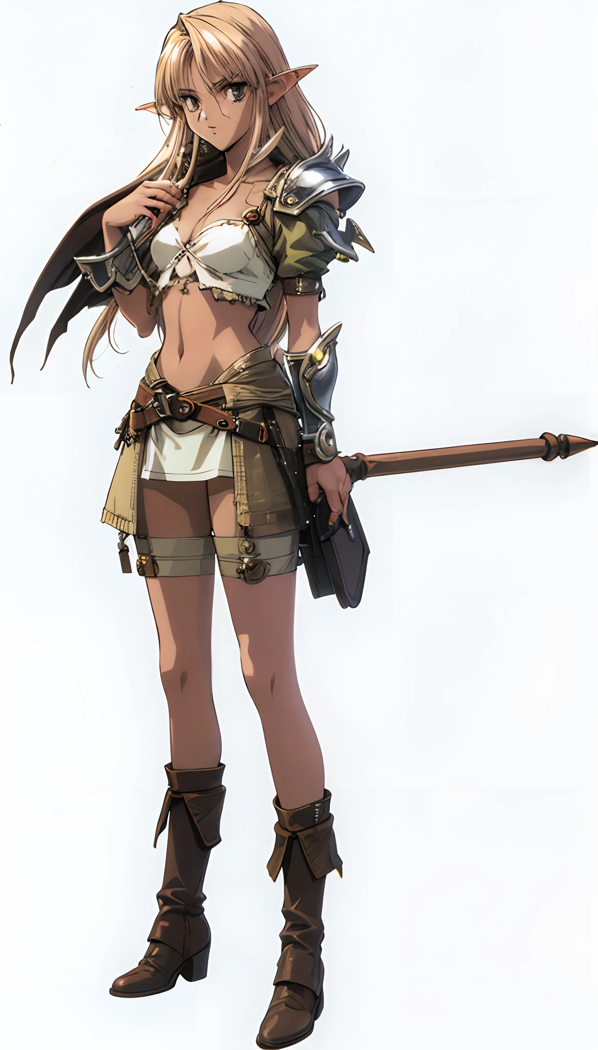 urushihara satoshi, 90s, retro artstyle, 90 style, elf warrior