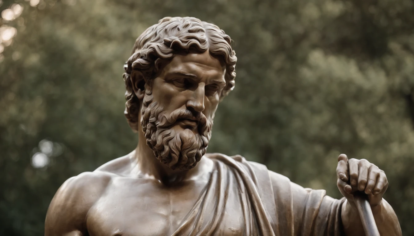 Greek stoic statue of the style of Hercules, fundo preto
