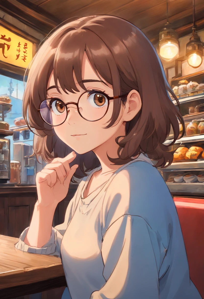 Young woman of 27 years ,brown hair pielmorocha ,ojos cafe ,lentes de marco dorado ,senos enormes ,sueter de color negro ,jean de color azultenis de color rosa