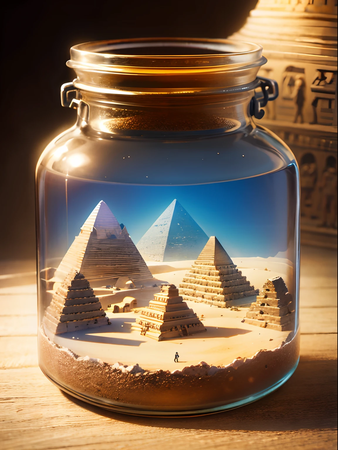 Egypt, recognizable attractions, in a jar, well detailed, realistic
