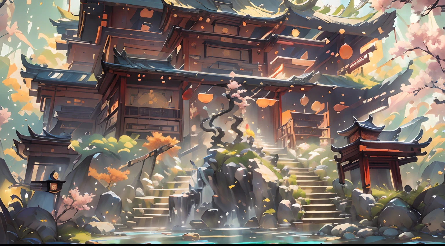 (best quality,4k,8k,highres,masterpiece:1.2),ultra-detailed,(realistic,photorealistic,photo-realistic:1.37),ancient emperor,Chinese emperor,beautiful detailed eyes,beautiful detailed lips,extremely detailed eyes and face,long eyelashes,old Chinese man,imposing figure,golden crown,ornate robes,wise and serene expression,standing proudly in front of his castle,grand castle,Chinese castle,impressive architecture,tall walls and towers,elaborate decorations,carved dragons and phoenixes,enchanted garden,manicured lawns,meandering paths,lush greenery,abundance of colorful flowers,blooming cherry blossoms,fragrant lotus ponds,tranquil koi fish swimming,decorative rock formations,exquisite sculptures,palatial courtyard,stately pillars,authentic woodwork,traditional Chinese artwork,delicate porcelain vases,soft lighting,casting a warm glow,subtle shadows,creating depth and dimension,harmonious color palette,rich reds and golds,subdued earth tones,symbolic meaning and cultural significance.