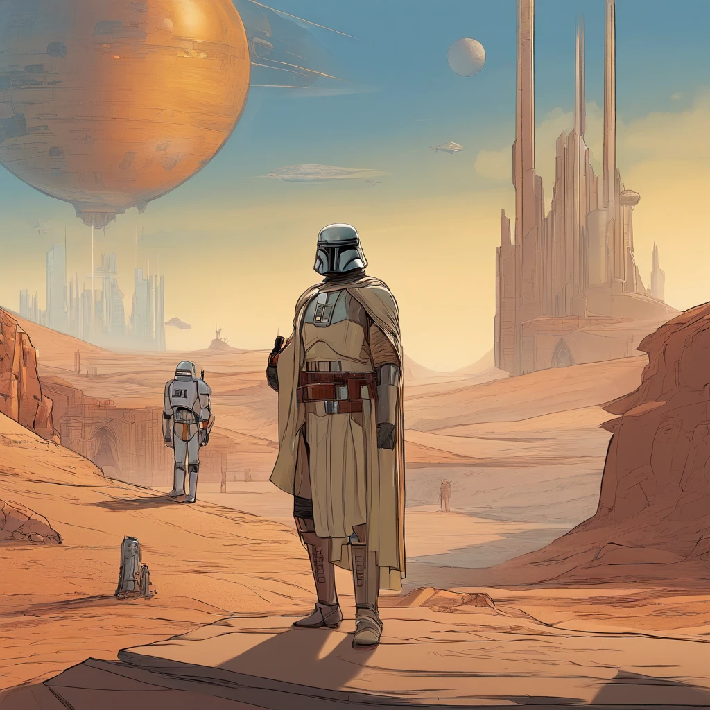 """Star Wars""", One man, is looking at the camera, Questioning gaze, concept art by Magalie Villeneuve, trending on cg society, antipodeans, reimagined by industrial light and magic, filmstill """Star Wars""": The Old Republic", concept art by Ralph McQuarrie