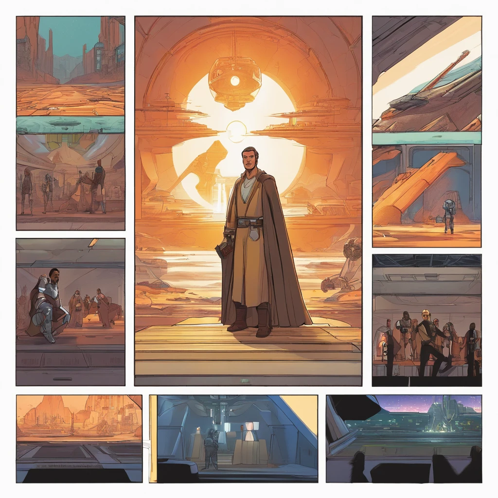 """Star Wars""", One man, is looking at the camera, Questioning gaze, concept art by Magalie Villeneuve, trending on cg society, antipodeans, reimagined by industrial light and magic, filmstill """Star Wars""": The Old Republic", concept art by Ralph McQuarrie