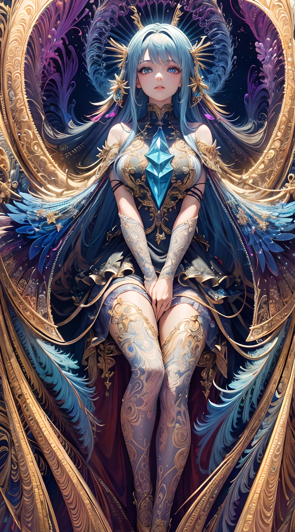 araffada woman in a blue and gold outfit with a red heart, manos hermosas detailed, extremely detailed painted nails with intricate detail, Alto detalle, julie bell beeple, wlop, detailed fantasy art, artista grafica magali villeneuve, wlop intrincado