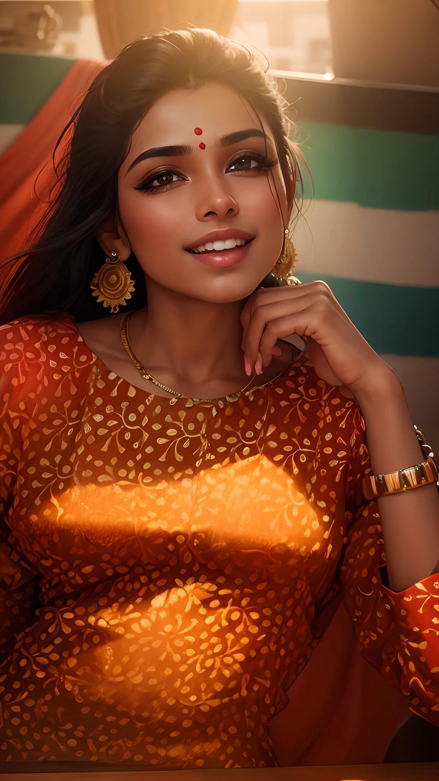 A vibrant and confident young Indian woman stands in a bright studio, her traditional outfit a stunning contrast against the modern setting.
Absolute Reality v1.6
Absolute