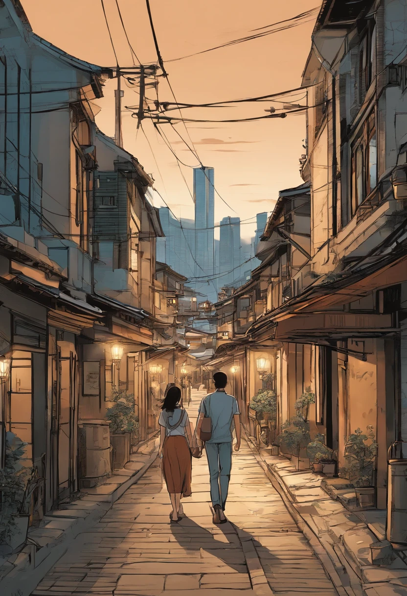 comic strip，Hong Kong comic book style，Fengyun comic style，（（（Comic storyboard））），Two-dimensional picture，Estilo de Makoto Shinkai，Makoto Shinkai manga art，teens girl，The narrow streets of the town，starrysky，vibrant with colors，super-fine，Smooth lines，high qulity，8K，tmasterpiece