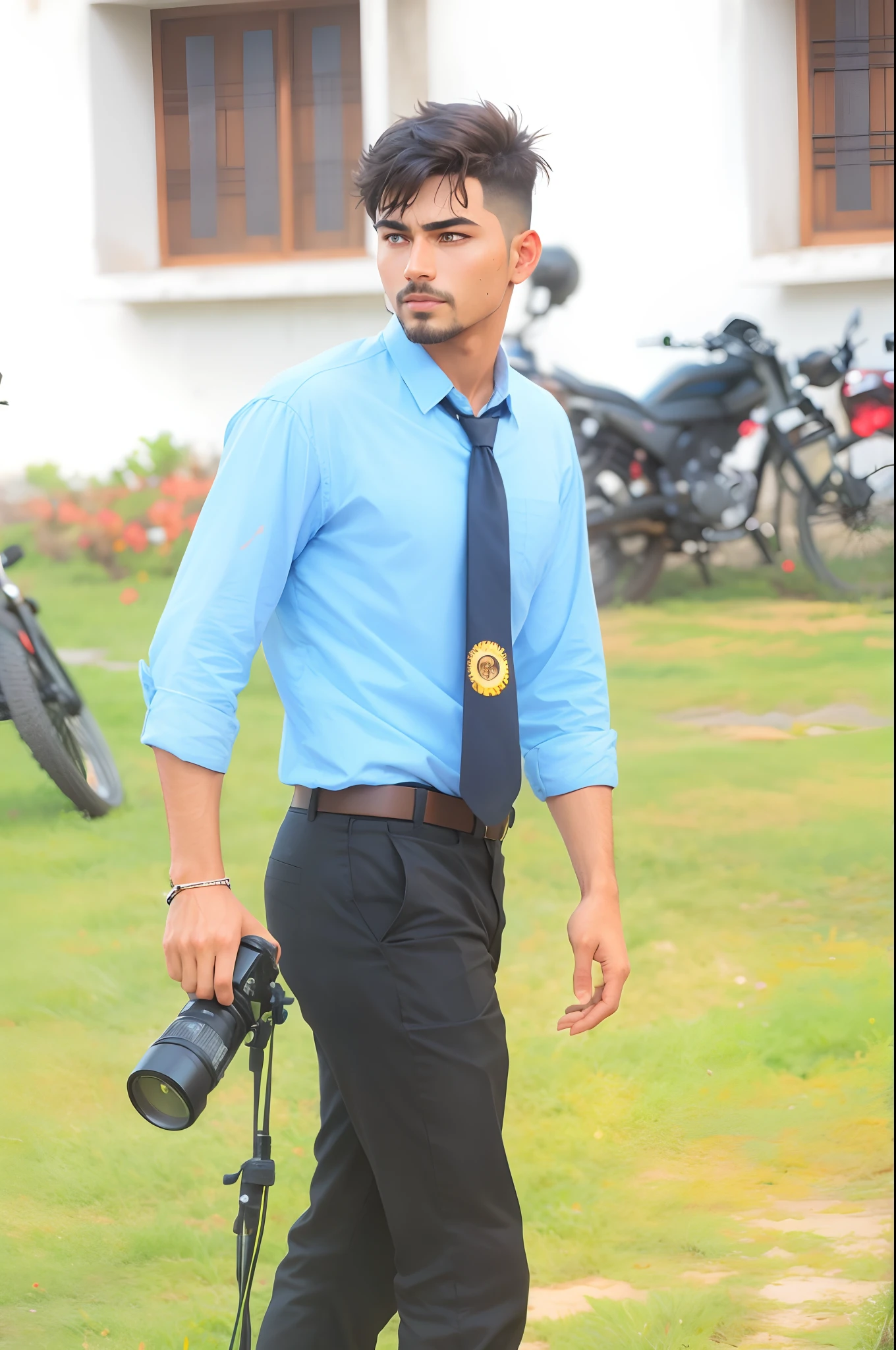 Change background to a sunset look , realistic face, real look , 8k reality, handsome look