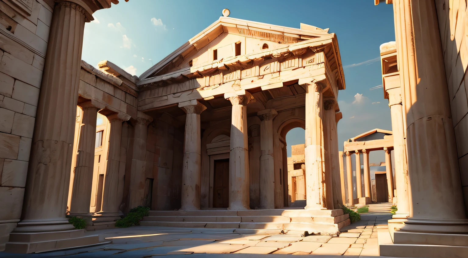 Ancient Greek buildings open environment from the time of ancient Greece in the morning