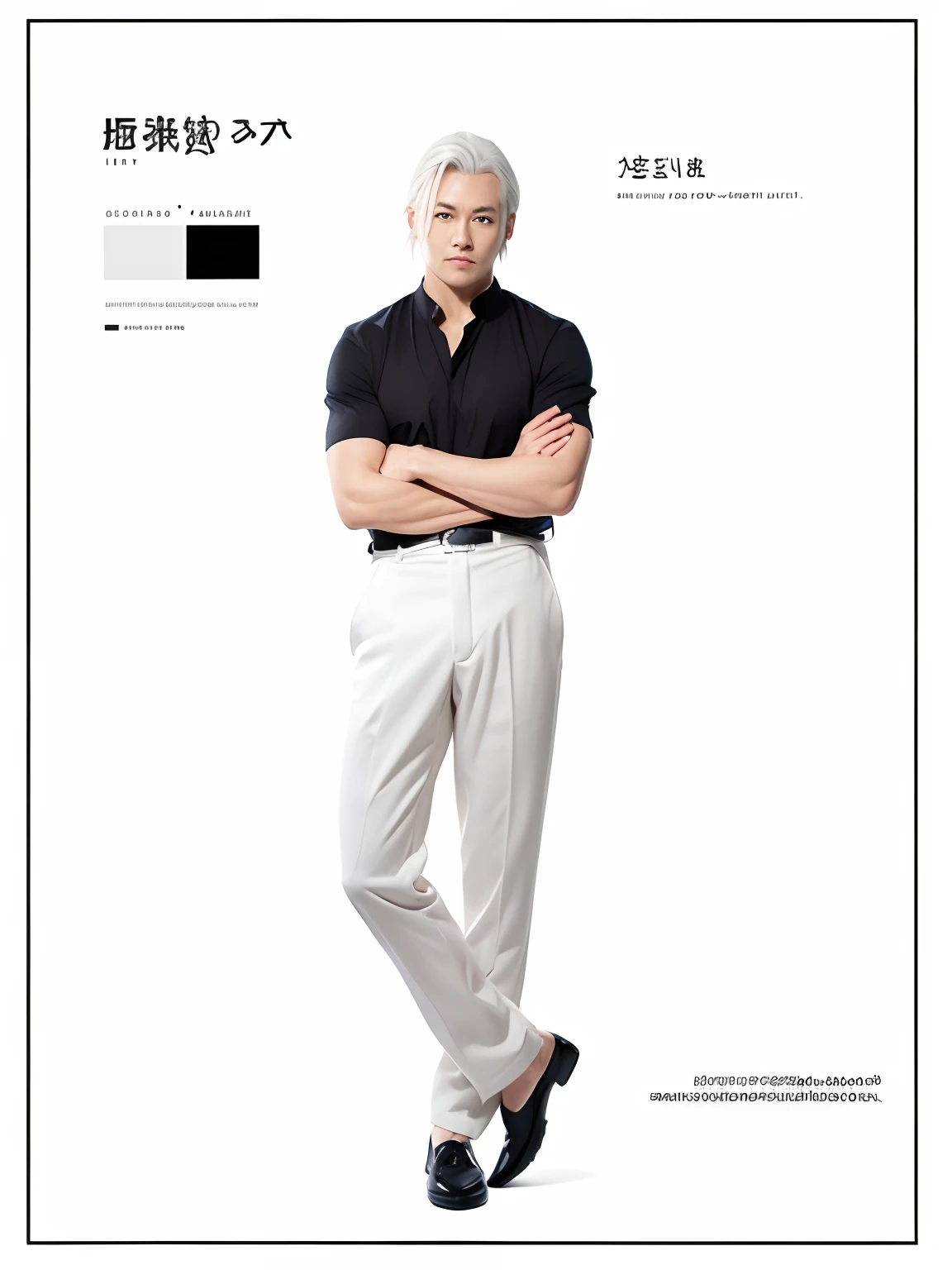 1 men, gojo satoru, white hair, blue sky eyes, black outfit, cream pants, realistic, ultra detail
