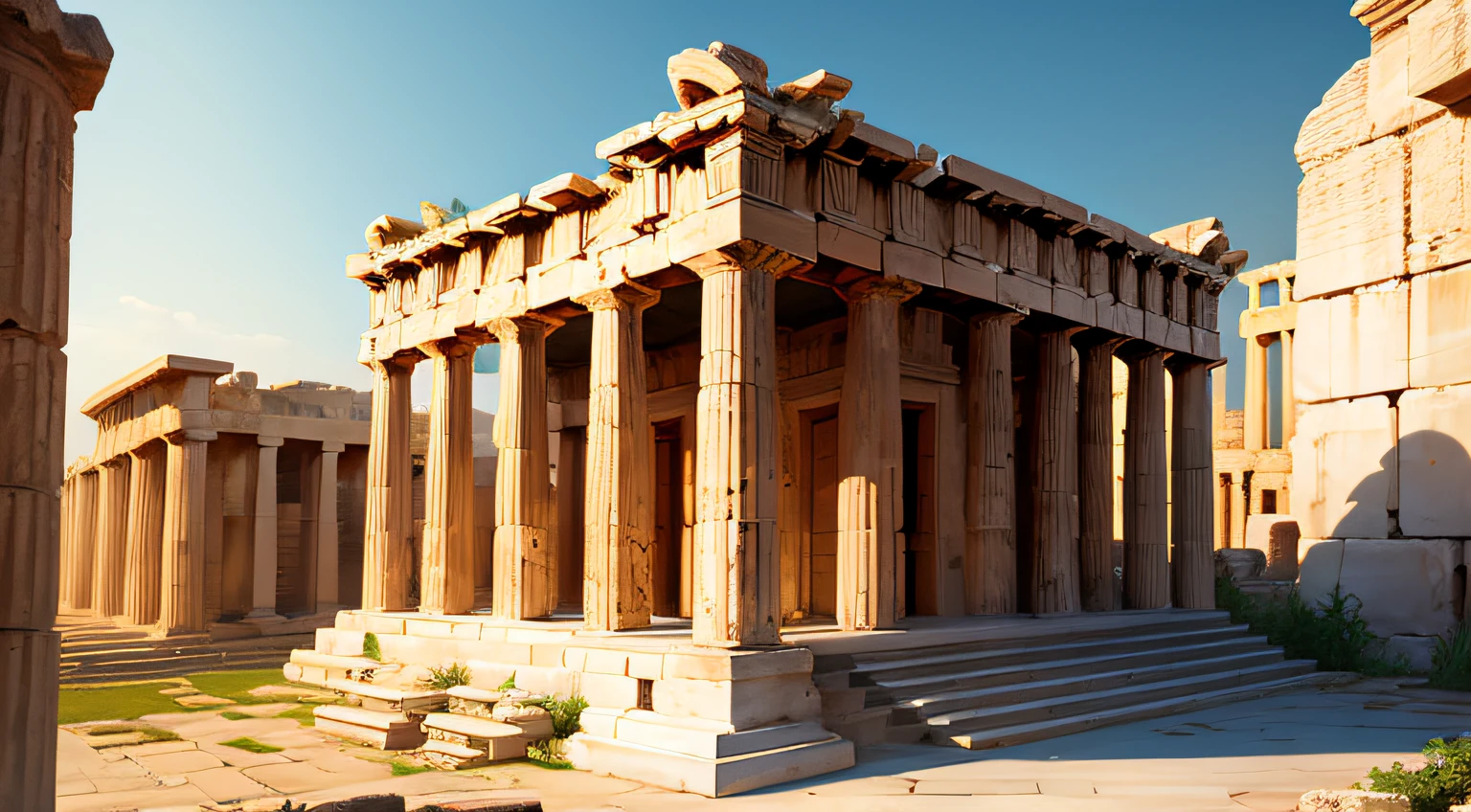 ancient greek buildings environment of the time of ancient Greece in the morning