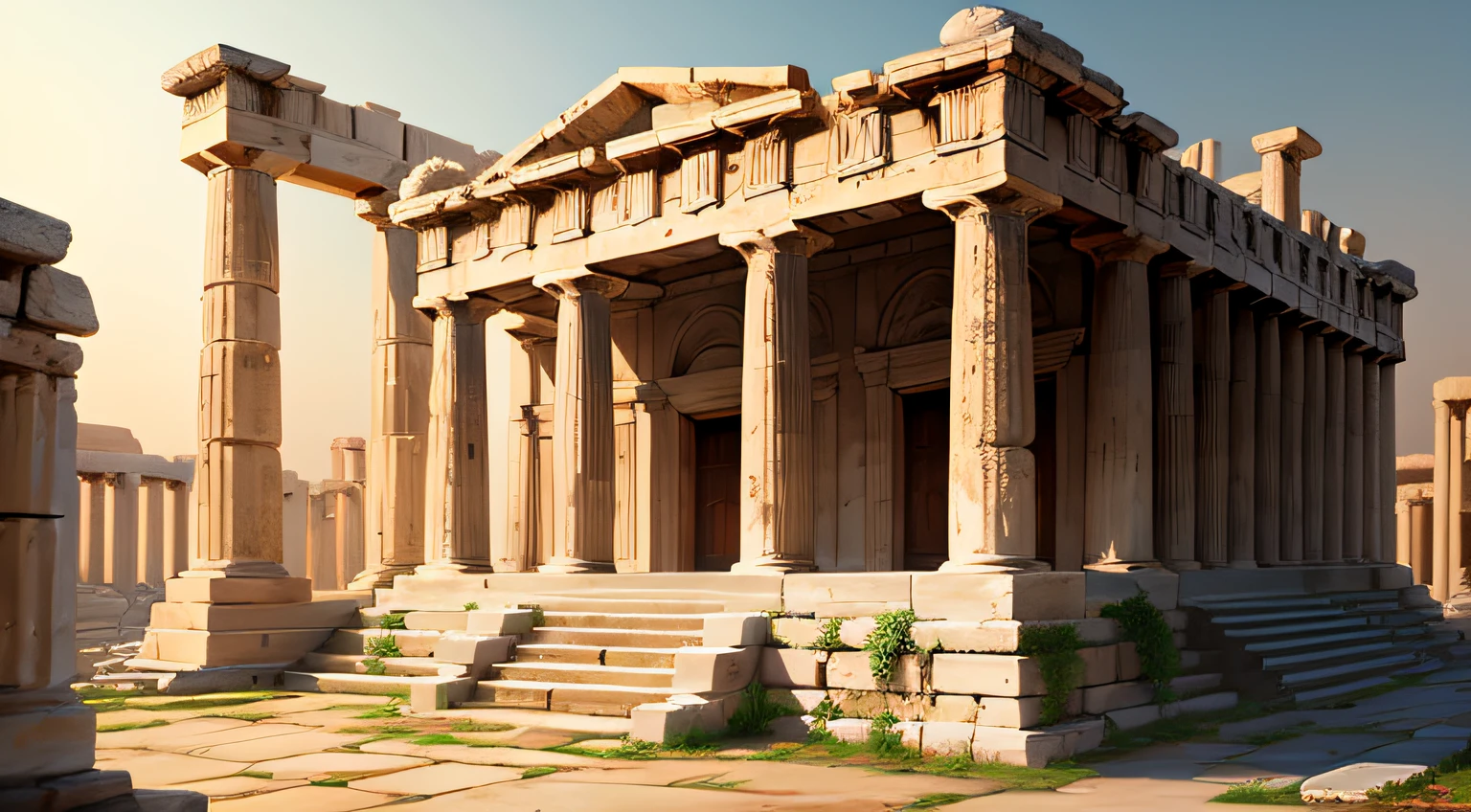 ancient greek buildings environment of the time of ancient Greece in the morning