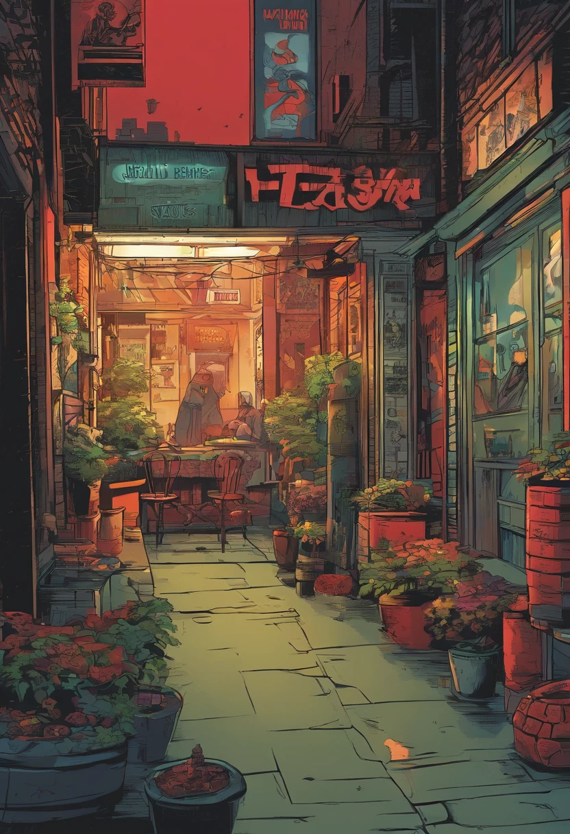 location: Setting up the scene is tough, Rain-soaked city alleys. Emphasize the contrast between darkness, Wet pavement and neon sign in the background, Cast an eerie glow. Character style: Present our heroes with meticulous attention to detail. Their stylish black outfits should have a slight reflective sheen, The crimson mask should appear both mysterious and iconic. Style suggestions: Use deep, moody colors，Focus on shadows and reflections，Create a black atmosphere.