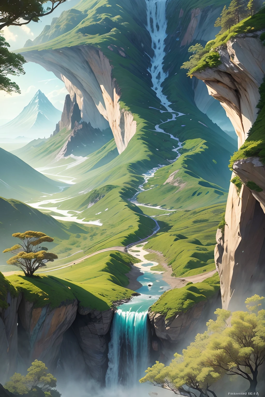 A scaled-down map of Asia,There are trees,flod,Mare,glacier,ln the forest