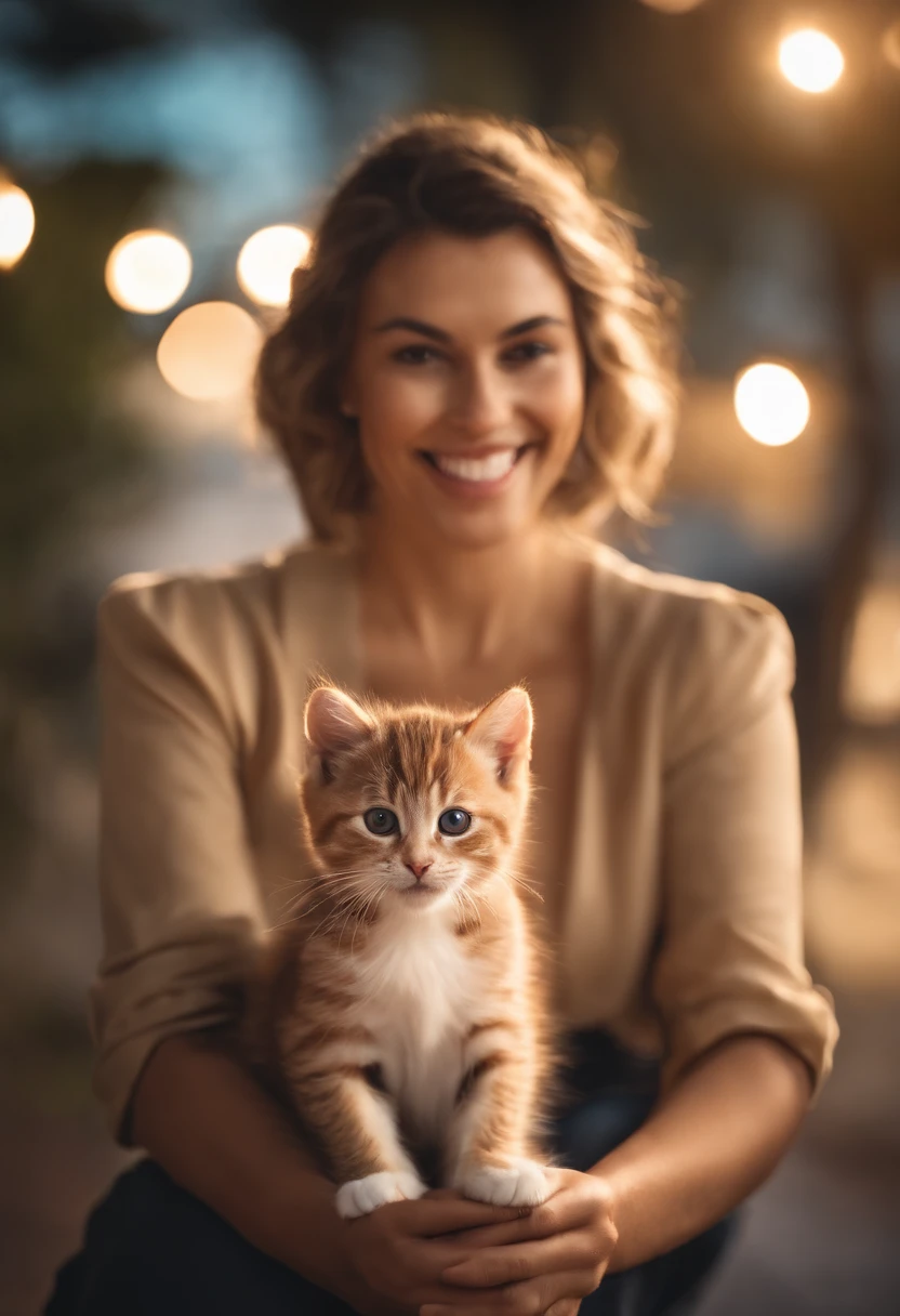 Por favor, Create a lovely image of a cute cat holding a compliment in your hand. Make sure the cat is smiling and that the compliment is clearly visible. A cena deve ser alegre e colorida, com uma atmosfera positiva. Surprise me with the details and the expression of the cat, and make the compliment genuinely adorable. This image should convey a sense of happiness and appreciation. What you create will be greatly appreciated