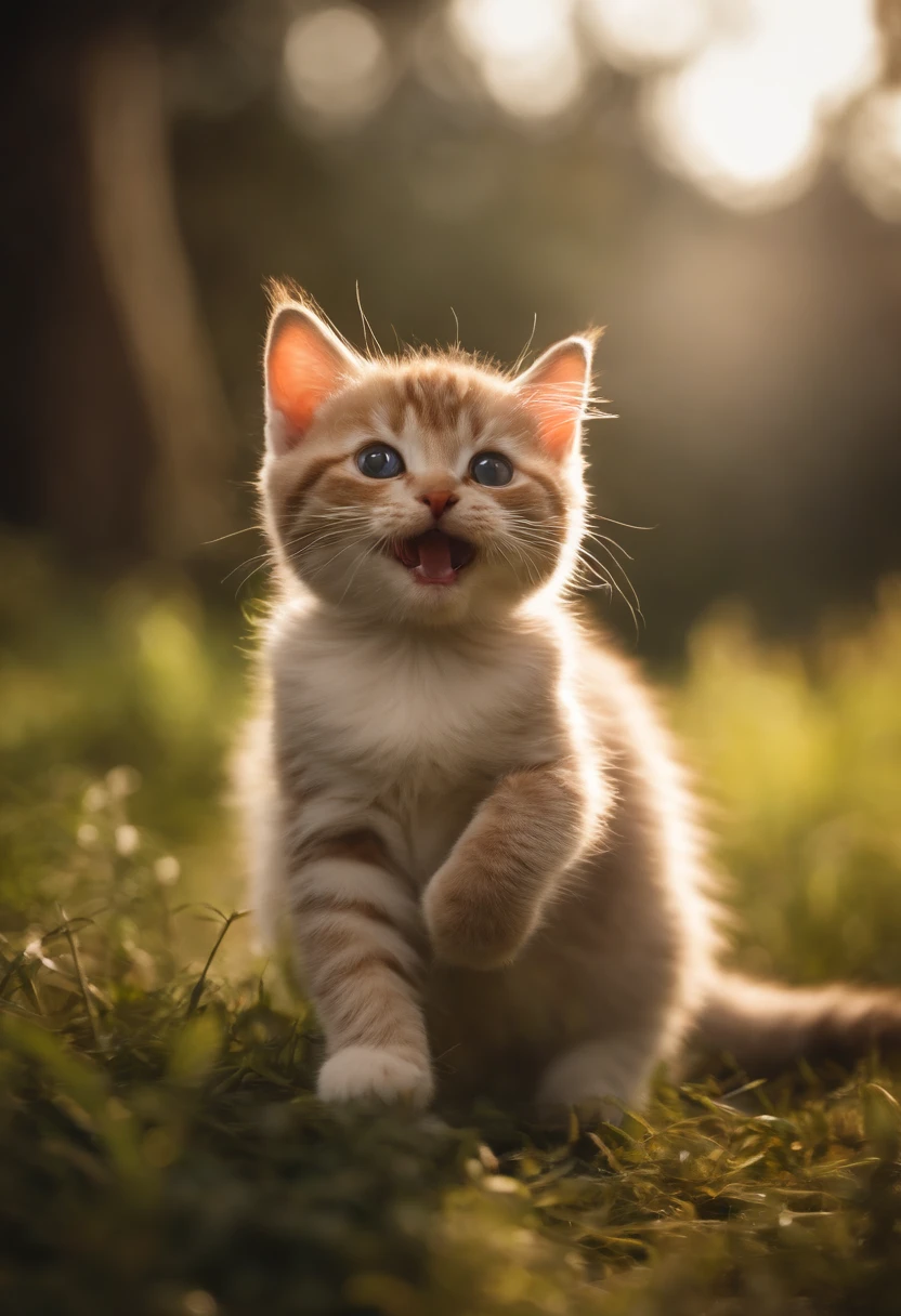 Por favor, Create a lovely image of a cute cat holding a compliment in your hand. Make sure the cat is smiling and that the compliment is clearly visible. A cena deve ser alegre e colorida, com uma atmosfera positiva. Surprise me with the details and the expression of the cat, and make the compliment genuinely adorable. This image should convey a sense of happiness and appreciation. What you create will be greatly appreciated
