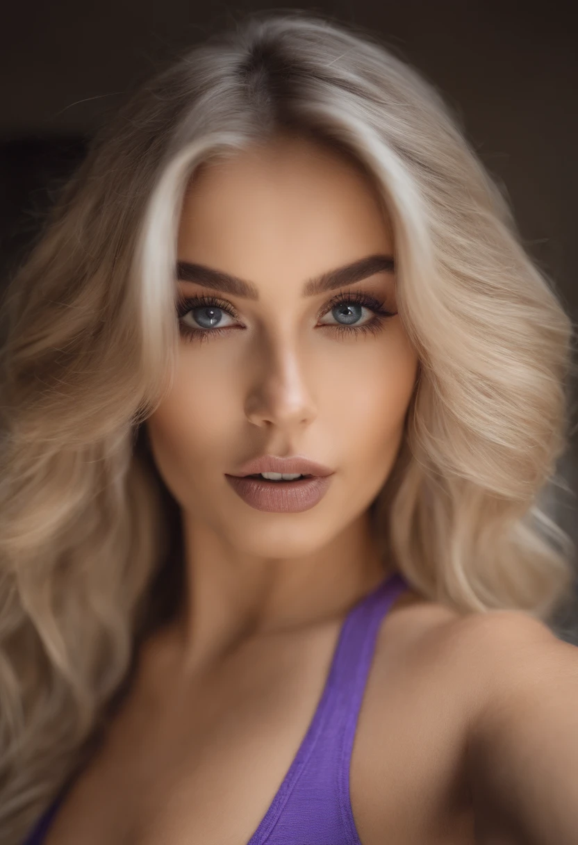woman with matching tank top and panties, fille sexy aux yeux bleus, Portrait Sophie Mudd, Portrait de Corinna Kopf, cheveux blonds et grands yeux, selfie of a young woman, Les yeux dans le club Violet Myers, ohne Maquillage, maquillage naturel, Look directly into the camera, Visage avec Artgram, dezentes Maquillage, Superbe photo du corps entier, dans la chambre, Fission