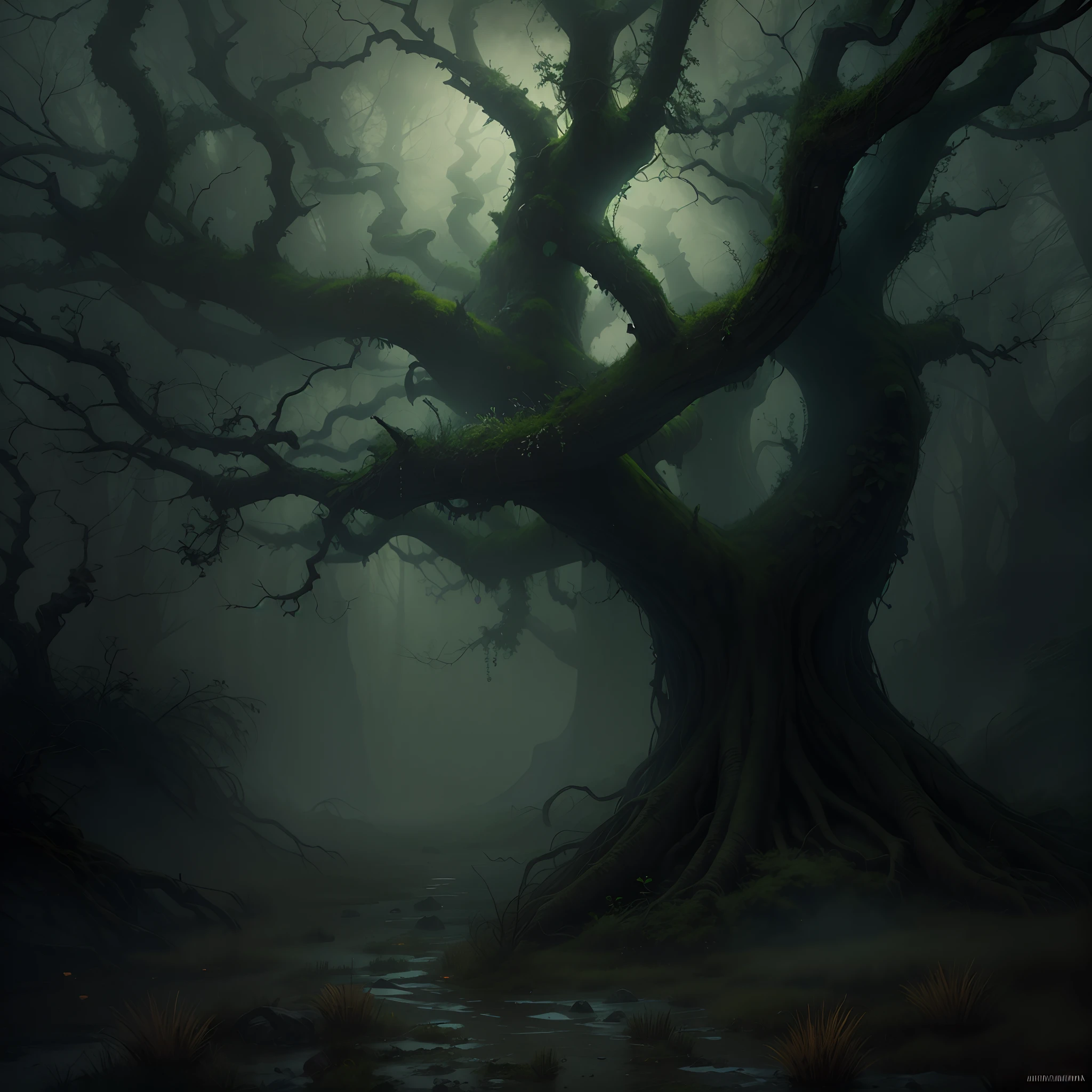 (La mejor calidad,4k,8k,Altas Resoluciones,Obra maestra:1.2),Ultra detallado,realista,fotorrealista:1.37,Sello maldito siniestro,Bosque maldito oscuro,Tatuajes malditos detallados,aterradora magia maldita,Hombre maldito,horribles marcas malditas,inquietantes hechizos malditos,ominous atmosphere,Niebla densa,natural lighting,elementos sobrenaturales,Entorno nocturno,Sombras misteriosas,spooky atmosphere,criaturas sobrenaturales,Ominous tree branches,hojas marchitas,Ambiente embrujado,realidad distorsionada,Dark and gloomy colors,Grim figures,Enchanted spirits,aura terrible,Evocative composition,presencia amenazante,Ungodly rituals,Paisajes macabros,Paisaje embrujado,Hechizos malvados,Gloomy and desolate atmosphere,vivid pictures,Premonitory energy,Simbolismo de pesadilla,gothic art style,Fusion of horror and fantasy,Experiencia de otro mundo,emociones intensas,Rituales para romper maldiciones,Almas desamparadas.