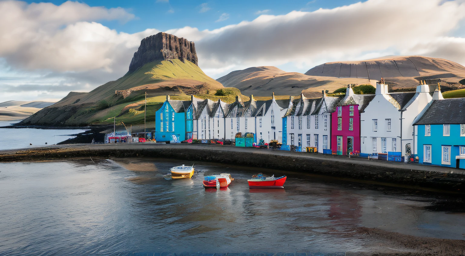 Portree, coastal town in the Isles of Skye in Scotland