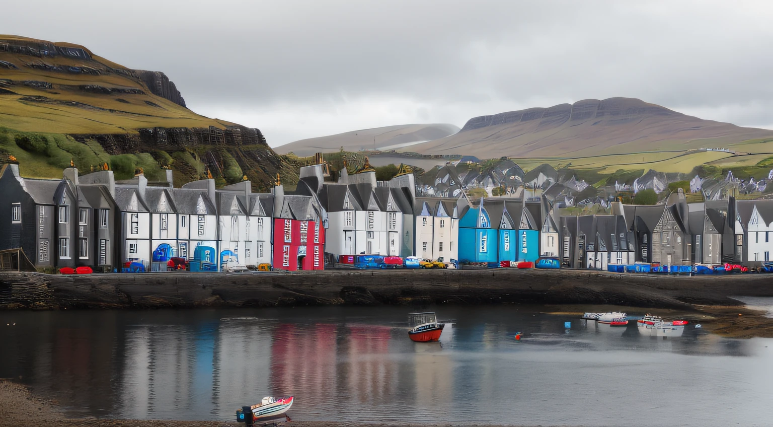 Portree, coastal town in the Isles of Skye in Scotland