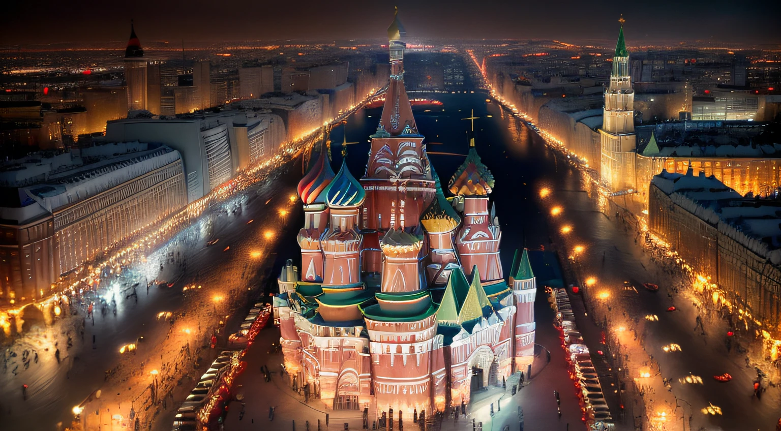 General view of Moscow Red Square (aucun humain) (16k, Best quality, Hdr, Better resolution, master piece: 1.2), Bokeh, Realistic Photography, Canon 5D4