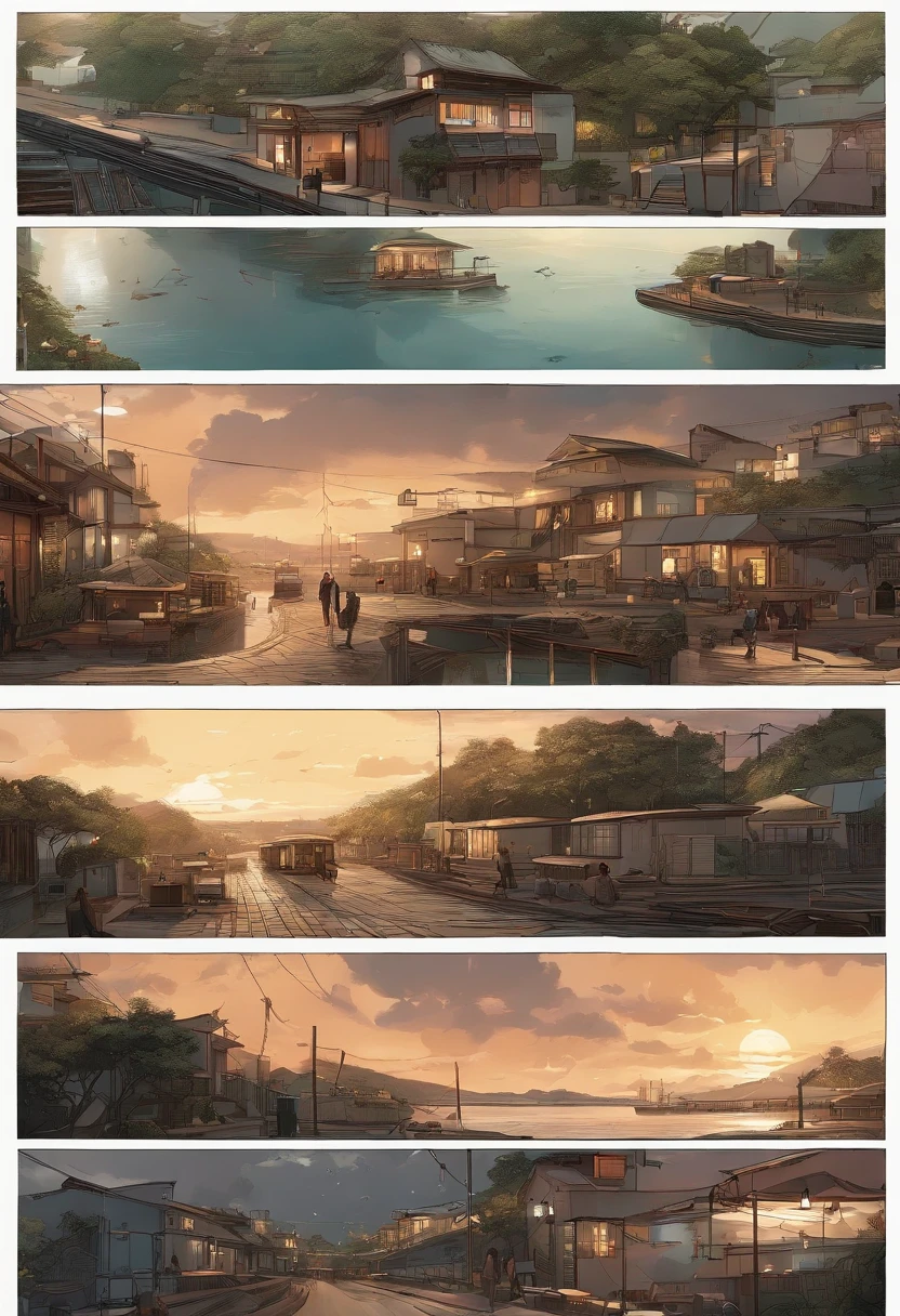 comic strip,Hong Kong comic book style,Fengyun comic style,(((Comic storyboard))),Two-dimensional picture,Estilo de Makoto Shinkai,Makoto Shinkai manga art,s girl,The narrow streets of the town,starrysky,vibrant with colors,super-fine,Smooth lines,high qulity,8K,tmasterpiece