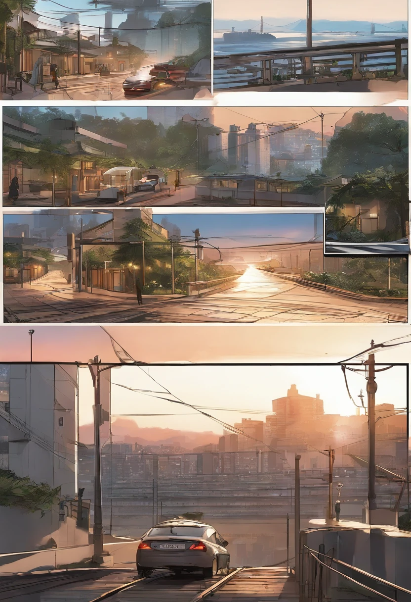 comic strip,Hong Kong comic book style,Fengyun comic style,(((Comic storyboard))),Two-dimensional picture,Estilo de Makoto Shinkai,Makoto Shinkai manga art,s girl,The narrow streets of the town,starrysky,vibrant with colors,super-fine,Smooth lines,high qulity,8K,tmasterpiece