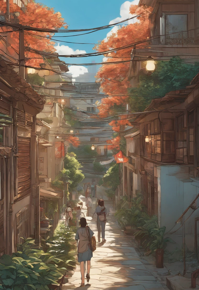 comic strip,Hong Kong comic book style,Fengyun comic style,(((Comic storyboard))),Two-dimensional picture,Estilo de Makoto Shinkai,Makoto Shinkai manga art,teens girl,The narrow streets of the town,starrysky,vibrant with colors,super-fine,Smooth lines,high qulity,8K,tmasterpiece