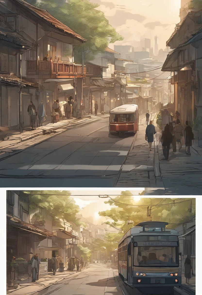 comic strip，Hong Kong comic book style，Fengyun comic style，（（（Comic storyboard））），Two-dimensional picture，Estilo de Makoto Shinkai，Makoto Shinkai manga art，teens girl，The narrow streets of the town，starrysky，vibrant with colors，super-fine，Smooth lines，high qulity，8K，tmasterpiece