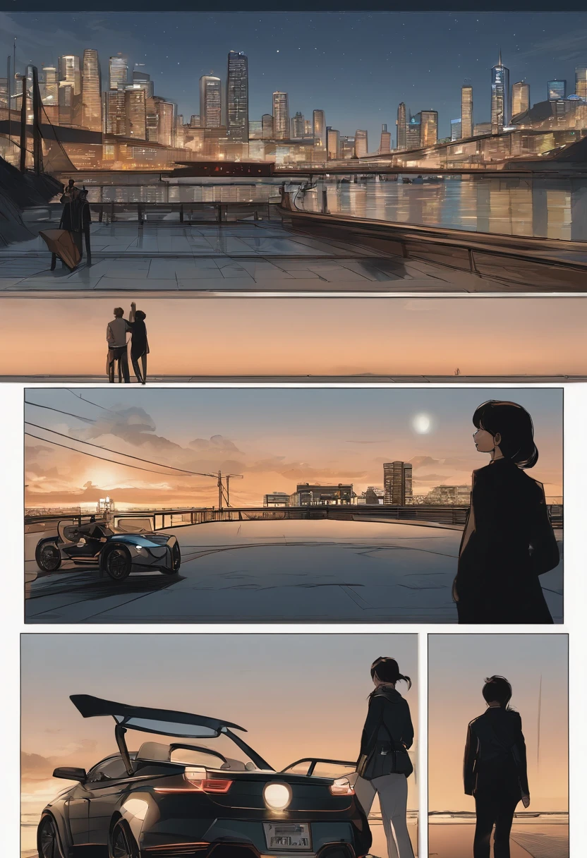 comic strip,Hong Kong comic book style,Fengyun comic style,(((Comic storyboard))),Two-dimensional picture,Estilo de Makoto Shinkai,Makoto Shinkai manga art,s girl,The narrow streets of the town,starrysky,vibrant with colors,super-fine,Smooth lines,high qulity,8K,tmasterpiece
