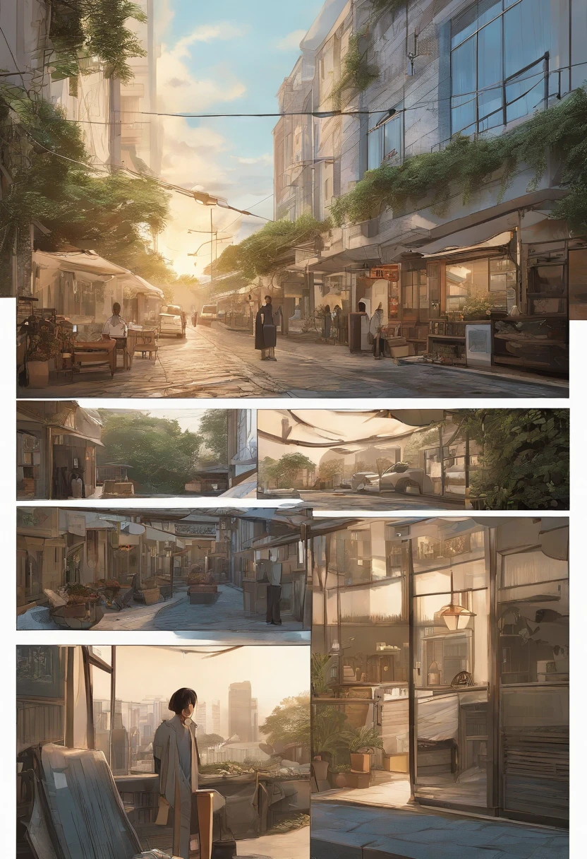 comic strip,Hong Kong comic book style,Fengyun comic style,(((Comic storyboard))),Two-dimensional picture,Estilo de Makoto Shinkai,Makoto Shinkai manga art,teens girl,The narrow streets of the town,starrysky,vibrant with colors,super-fine,Smooth lines,high qulity,8K,tmasterpiece