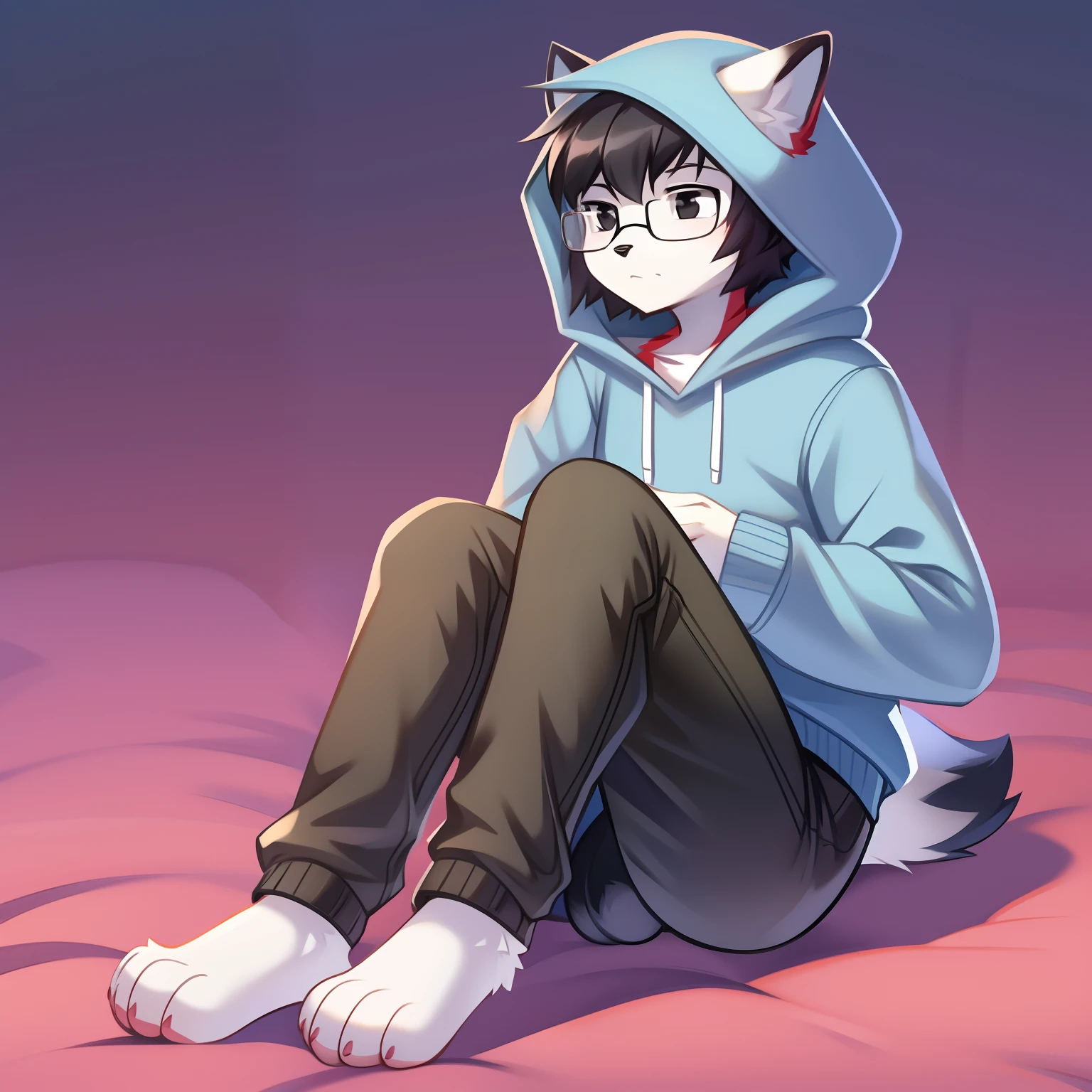 OC, original character, by waspsalad, by dr.bubblebum, by funkybun, by fluff-kevlar, by oughta, intricate details, masterpiece
BREAK
solo, hallway, furry, wolf guy standing, gray fur, red eyes, hoodie, hood, panties, desperate expression, blushing, flustered, (shy:1.4), solo, hands on crotch, underwear bulge, panties bulge