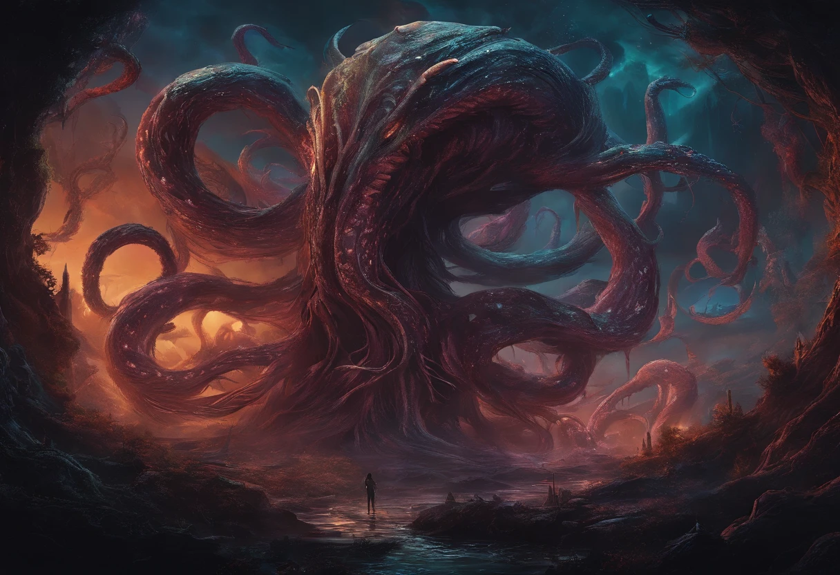 ((Best quality, 8K, Masterpiece: 1.4)),((Amazing detail: 1.3)),((illustration: 1.2)),((high resolution: 1.1)),Creepy, Horror, Worms, Dark style, Dark fantasy,Tentacle, Flesh-colored, Realistic, Dark atmosphere, Chiaroscuro, filmgrain, peristaltic,