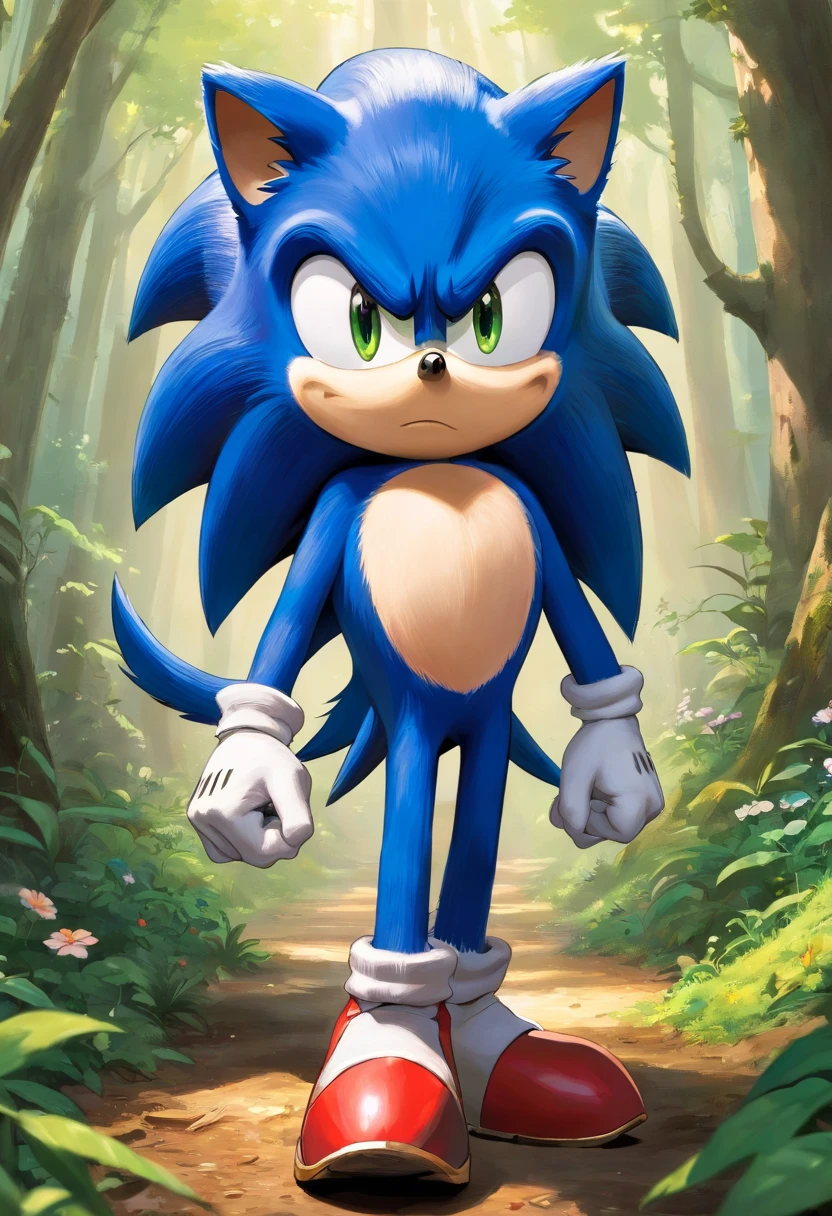 sonic the hedgehog,em uma floresta sombria,batalhando contra um faker sonic com tom de pele mais escura