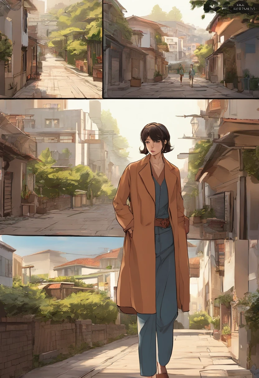 comic strip,Hong Kong comic book style,Fengyun comic style,(((Comic storyboard))),Two-dimensional picture,Estilo de Makoto Shinkai,Makoto Shinkai manga art,teens girl,The narrow streets of the town,starrysky,vibrant with colors,Hyper-realistic,Ultra photo realsisim,super-fine,Smooth lines,high qulity,8K,tmasterpiece