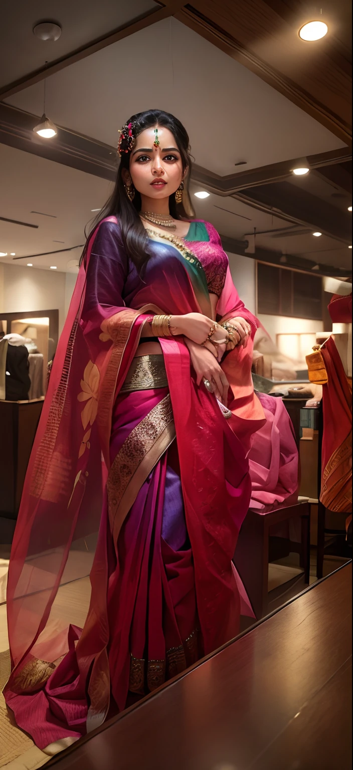 Change saree with ethnic godess saree, add jwellery, ultra realistic