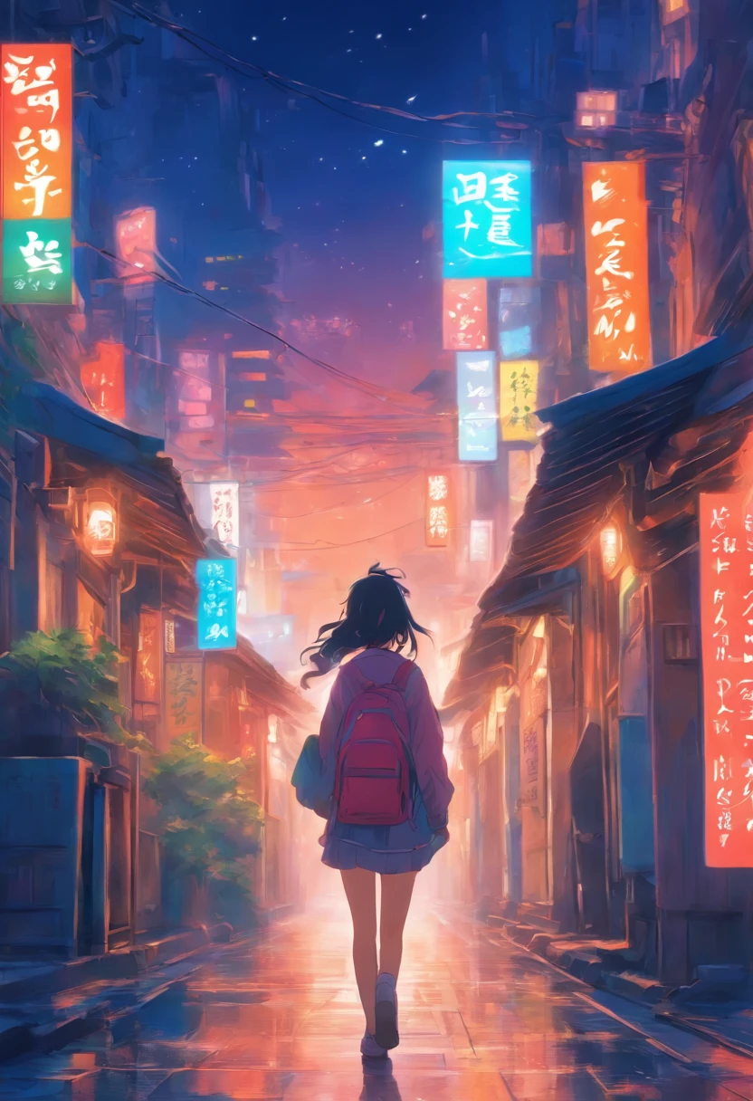 comic strip,Hong Kong comic book style,Fengyun comic style,(((Comic storyboard))),Two-dimensional picture,Estilo de Makoto Shinkai,Makoto Shinkai manga art,s girl,The narrow streets of the town,starrysky,vibrant with colors,Hyper-realistic,Ultra photo realsisim,super-fine,Smooth lines,high qulity,8K,tmasterpiece
