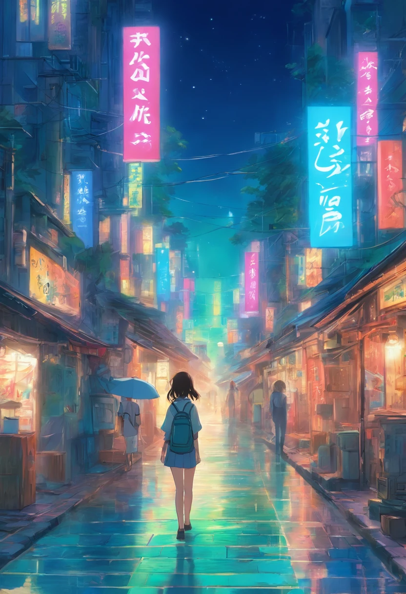 comic strip，Hong Kong comic book style，Fengyun comic style，（（（Comic storyboard））），Two-dimensional picture，Estilo de Makoto Shinkai，Makoto Shinkai manga art，teens girl，The narrow streets of the town，starrysky，vibrant with colors，Hyper-realistic，Ultra photo realsisim，super-fine，Smooth lines，high qulity，8K，tmasterpiece
