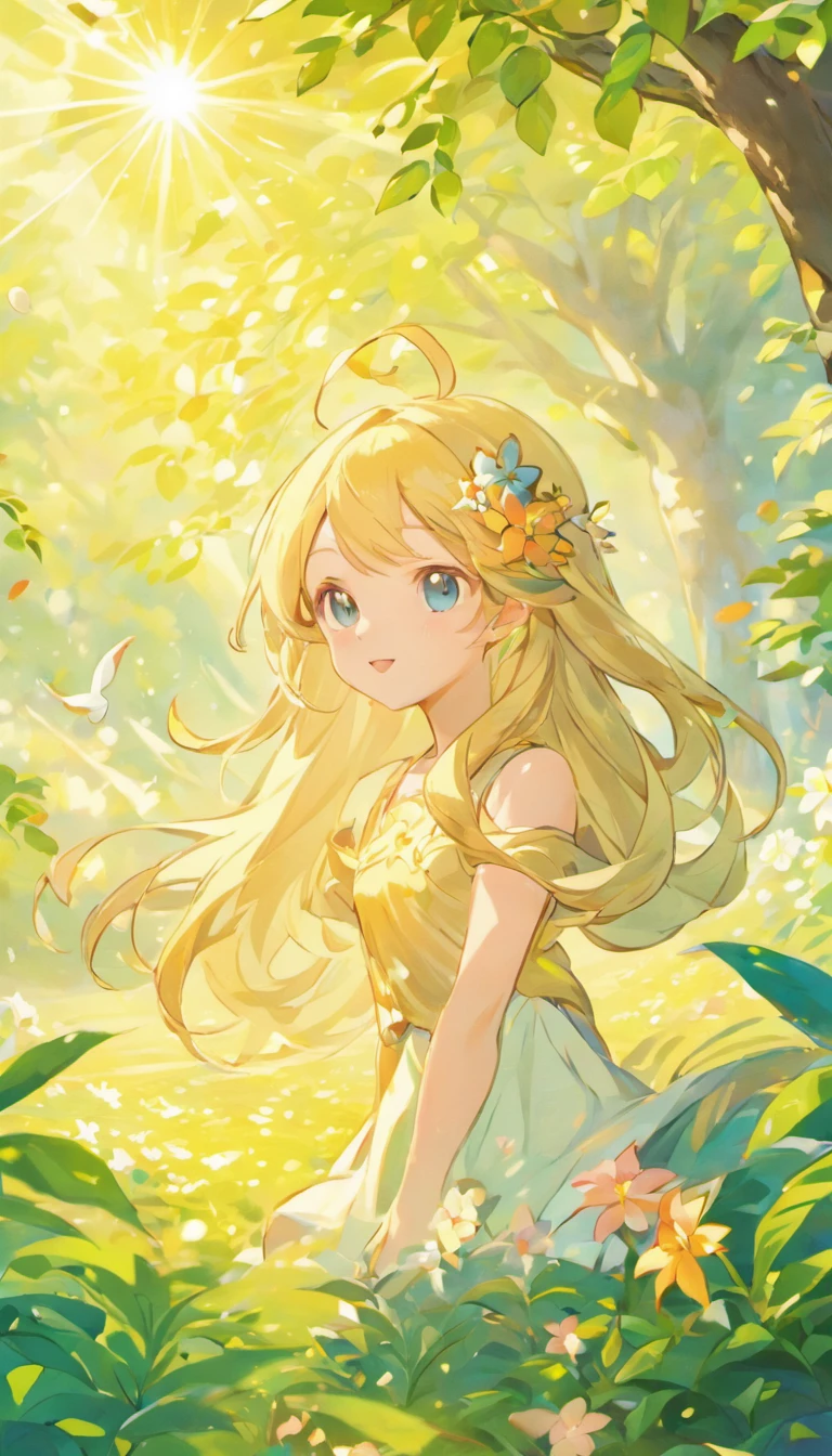 (Best quality,4K,A high resolution,Masterpiece:1.2),Ultra-detailed,Realistic,Portrait,Girl in the garden,Beautiful detailed eyes,beautiful detailed lips,light breeze,Long flowing hair,Tai Chi elements,in a panoramic view,Flowers,Bright colors,painting-like,serene,harmonious,Gentle movements,the sunlight filters through the leaves of the tree,Peaceful atmosphere,nature scenes,Tranquility,shadowboxing,beats,Lighthearted atmosphere