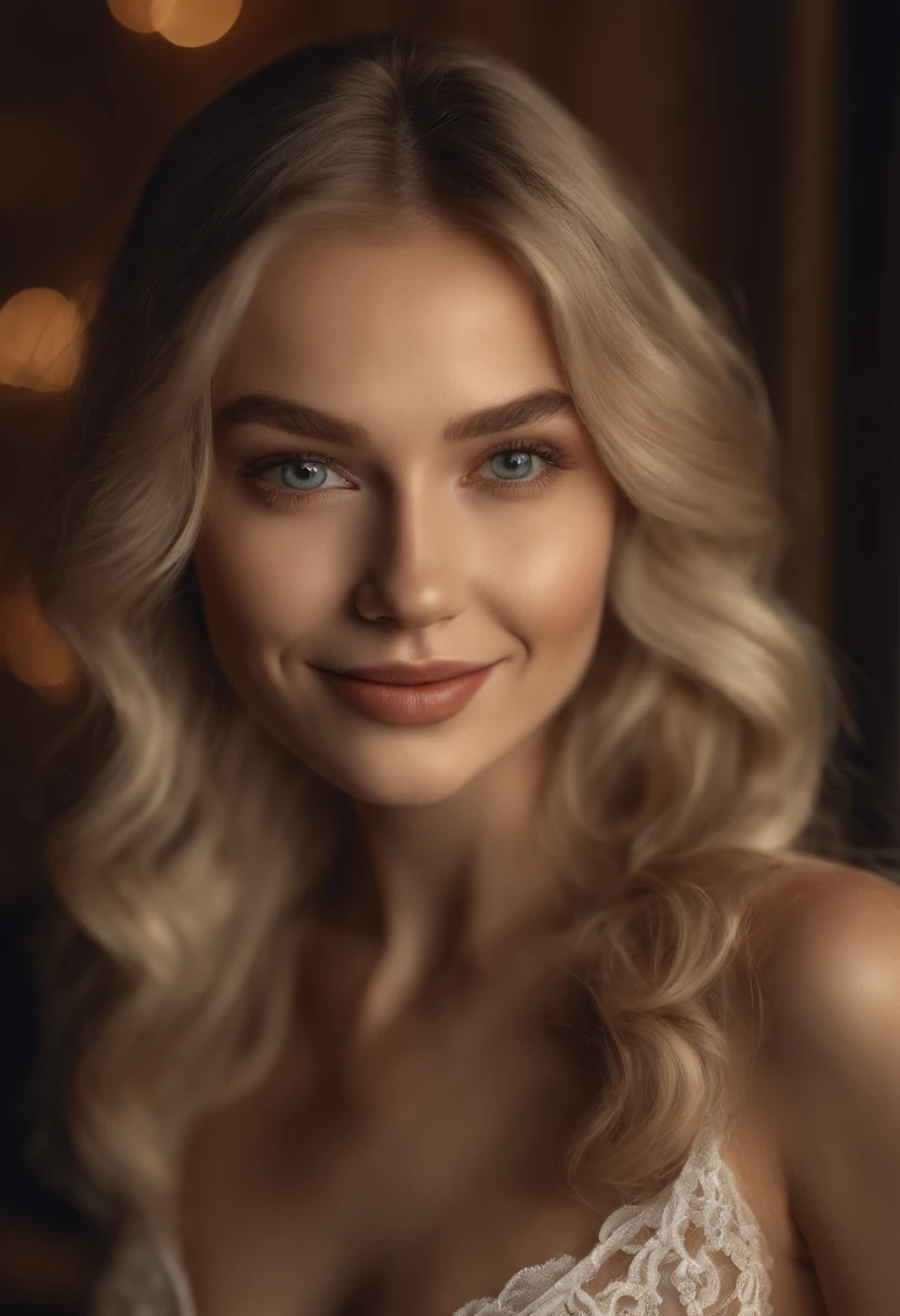 RAW, analog, Nikon Z 85mm,((best quality)), ((masterpiece)), ((realistic)),vintage image, gorgeous russian woman, blond, 22 year old, posing in a hotel wearing lingerie, wearing lingerie petite, smile with teeth showing, ((small breasts)), intricate details, highly detailed, sharp focus, professional, 4k, god rays, hand model, stunning brown eyes, petite, highres, detailed facial features, high detail, sharp focus, smooth, extremely detailed, photo_\(ultra\), photorealistic, realistic, post-processing, max detail, roughness, real life, ultra realistic, photorealism, 8k uhd, SEMI-SILHOUETTE light, slavic face, long blon hair, beautiful hair, characterful face wearing gucci brand