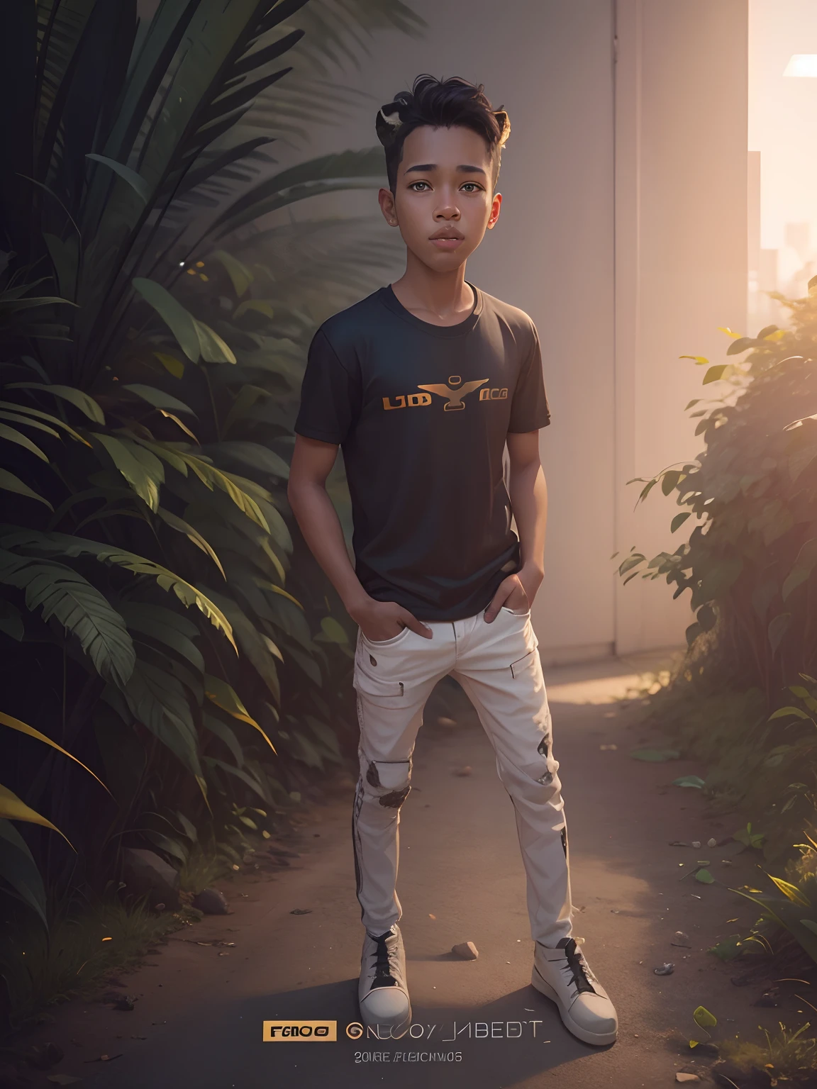 Boy with tiger futuristic background realistic face 8k ultra high detail