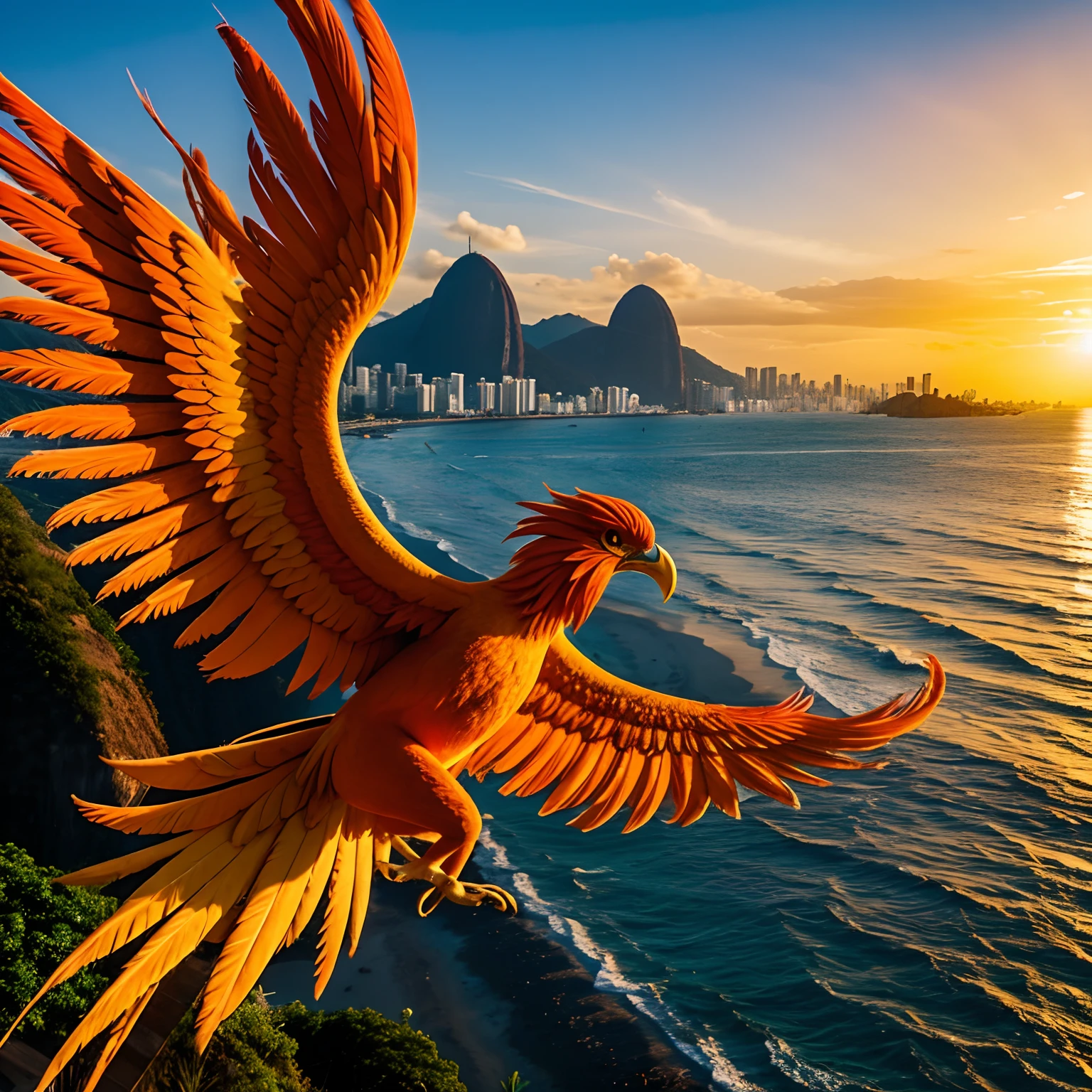 A very orange phoenix, scenery Rio de Janeiro