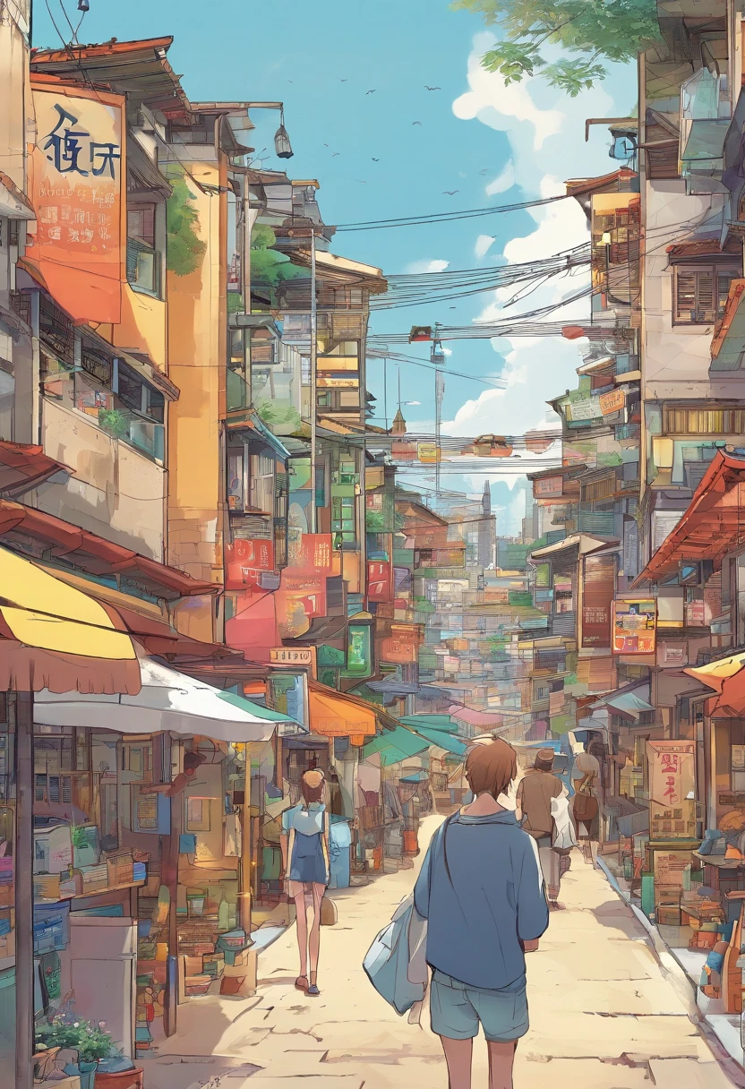 comic strip，Hong Kong comic book style，Fengyun comic style，（（（Cartoon Split））），（（（Comic storyboard））），Two-dimensional picture，Estilo de Makoto Shinkai，Makoto Shinkai manga art，teens girl，The narrow streets of the town，starrysky，vibrant with colors，Hyper-realistic，Ultra photo realsisim，super-fine，Smooth lines，high qulity，8K，tmasterpiece