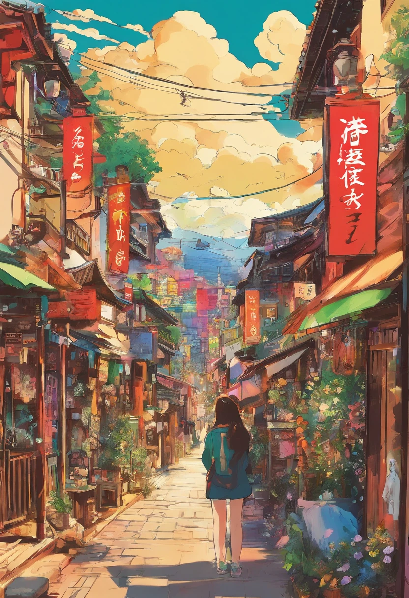 comic strip,Hong Kong comic book style,Fengyun comic style,(((Cartoon Split))),(((Comic storyboard))),Two-dimensional picture,Estilo de Makoto Shinkai,Makoto Shinkai manga art,s girl,The narrow streets of the town,starrysky,vibrant with colors,Hyper-realistic,Ultra photo realsisim,super-fine,Smooth lines,high qulity,8K,tmasterpiece