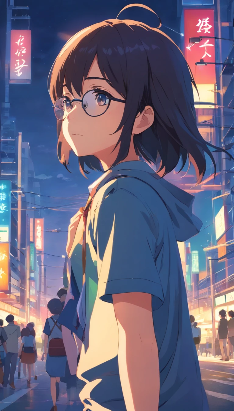 for 6 years old,Libido boy,Shota,Black color hair,black shirt,Square glasses,apathy,long whitr hair,with long bangs,messed up hair,Blackened,Floating hair,strongcontrast
